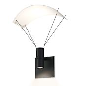 Sonneman Suspenders Standard Single LED Wall Sconce with Bar-Mounted Duplex Cylinder Luminaire, Flood Lens and Parachute Wall Reflector Satin Black