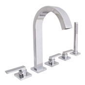 Speakman Lura Deck Mounted Roman Tub with Built-In Diverter - Includes Hand Shower Brushed Bronze