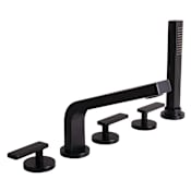 Speakman Vector Deck Mounted Roman Tub with Built-In Diverter - Includes Hand Shower Matte Black