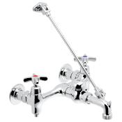 Speakman Commander 1.5 GPM Wall Mounted Service Sink Faucet with Metal Cross Handles, Top Bracket and Pail Hook Polished Chrome
