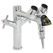 Speakman Eyesaver 1.5 GPM Single Hole Laboratory Faucet with 8" Gooseneck Spout, Integrated Eyewash, and Vacuum Breaker and Serrated Tip Polished Chrome