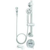 Speakman Neo Pressure Balanced/Thermostatic Shower System with Hand Shower, Slide Bar, Tub Spout, Shower Arm, Hose, and Valve Trim - Less Rough-In Valve Polished Chrome