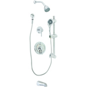 Speakman Sentinel Mark II 2.5 GPM Shower System with Single Function Shower Head, Hand Shower, Slide Bar, Tub Spout, Shower Arm, Hose, and Valve Trim Polished Chrome