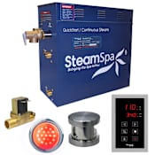 SteamSpa Indulgence 9 KW QuickStart Steam Bath Generator Package with Built-in Auto Drain Brushed Nickel