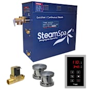 SteamSpa Oasis 12 KW QuickStart Steam Bath Generator Package with Built-in Auto Drain Brushed Nickel