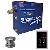 SteamSpa Oasis 7.5 KW QuickStart Steam Bath Generator Package Brushed Nickel