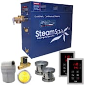 SteamSpa Royal 10.5 KW QuickStart Steam Bath Generator Package with Built-in Auto Drain Brushed Nickel