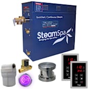SteamSpa Royal 4.5 KW QuickStart Steam Bath Generator Package with Built-in Auto Drain Brushed Nickel