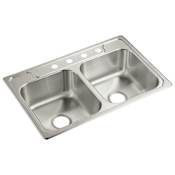 Sterling Middleton 33" Double Basin Drop In Stainless Steel Kitchen Sink with SilentShield&reg; Stainless Steel