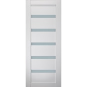 Stile Doors 24" x 80" Primed 5 Lite Narrow Satin Etched Glass (2-1/2") Solid Core Interior Slab Door Primed