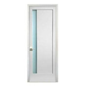 Stile Doors 32" x 80" Primed 1 Lite Narrow Satin Etched Glass Solid Core Interior Slab Door Primed