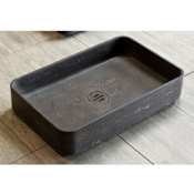 Stone Forest 25" Natural Stone Vessel Bathroom Sink Antique Gray Limestone