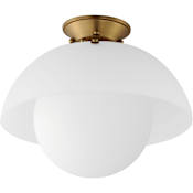 Studio M Domain 14" Wide LED Semi-Flush Ceiling Fixture by Mat Sanders Natural Aged Brass