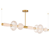Studio M Gusto 71" Wide LED Abstract Linear Chandelier with Hand-Blown Glass Shades Gold