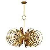 Studio M Frequency 8 Light 38" Wide LED Chandelier with Ribbed Glass Shades Gold Leaf