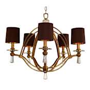 Studio M Triomphe 5 Light 31-1/4" Wide Chandelier with Silk Shades and Crystal Accents Burnished Gold