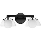 Studio M Domain 2 Light 18" Wide LED Vanity Light with Glass Shades Black