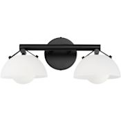 Studio M Domain 2 Light 18" Wide LED Vanity Light with Glass Shades Black