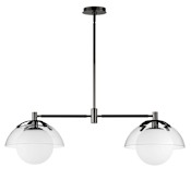 Studio M Domain 2 Light 42" Wide LED Linear Chandelier with Glass Shades Black Chrome / Clear