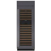 Sub-Zero Classic Series 30 Inch Wide 146 Bottle Capacity Built-In Wine Cooler with Right Handed Door and UV-Resistant Glass Door Panel Ready