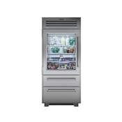 Sub-Zero 36 Inch Wide 22.7 Cu. Ft. Bottom Mount Refrigerator with Viewing Window and Right Handed Door Classic Stainless