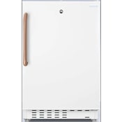 Summit Accucold 20 Inch Wide 2.68 Cu. Ft. Compact Refrigerator with Adjustable Shelves in White with Copper Towel Bar Handle White