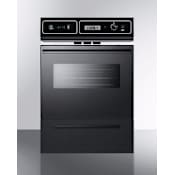 Summit 24" Single Gas Wall Oven with Oven Window, Electronic Ignition, and Clock with Timer Black / Glass