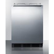 Summit 24 Inch Wide 5.5 Cu. Ft. Built-In Beer Kegerator Refrigerator Only with Interior CO2 Holder Stainless Steel / Black