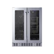 Summit 24 Inch Wide Dual Zone Produce and Beverage Cooler with Adjustable Shelves Stainless Steel