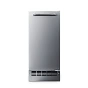 Summit 15 Inch Wide 22 Lbs. Capacity Built-In Ice Maker with 25 Lbs. Daily Ice Production and Removable Ice Bin with Scoop Stainless Steel