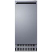 Summit 15 Inch Wide 26 Lbs. Capacity Built-In Outdoor Ice Maker with 68 Lbs. Daily Ice Production and Left Hand Door Swing Stainless Steel