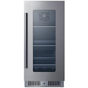 Summit 15 Inch Wide 96 Can Capacity Beverage Cooler with Front Breathing Design and Tinted Glass Stainless Steel