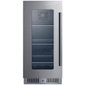 Summit 15 Inch Wide 96 Can Capacity Left Hinge Beverage Cooler with Front Breathing Design and Tinted Glass Stainless Steel