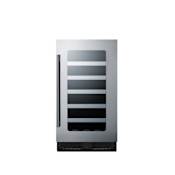 Summit 18 Inch Wide 29 Bottle Capacity Free Standing Wine Cooler with LED Lighting and Door Alarm Black / Stainless Steel