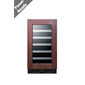 Summit 18 Inch Wide 29 Bottle Capacity Panel Ready Built-In / Free Standing Wine Cooler with LED Lights and Wood Shelves Panel Ready