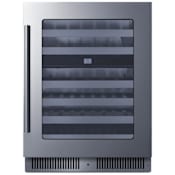 Summit 23 Inch Wide 48 Bottle Capacity Built-In Wine Cooler with Stainless Steel Shelves and 2 Cooling Zones Stainless Steel