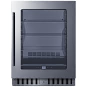 Summit 23 Inch Wide 170 Can Capacity Beverage Cooler with Front Breathing Design and Tinted Glass Stainless Steel