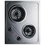 Summit 22 Inch Wide Built-In Electric Cooktop with Burner Operation Indicator Stainless Steel