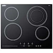 Summit 24 Inch Wide Built-In Electronic Cooktop with Dual Cooking Zone and 2200 Watt Element Black
