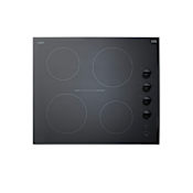 Summit 24 Inch Wide 4 Burner Electric Cooktop with Schott Ceramic Glass Surface Black