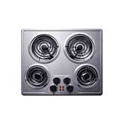Summit 24 Inch Wide 4 Burner Coil Electric Cooktop Stainless Steel