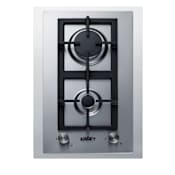 Summit 15 Inch Wide 2 Burner Gas Cooktop with Designer Knobs and Propane Conversion Kit Stainless Steel