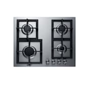Summit 24 Inch Wide 4 Burner Gas Cooktop with Continuous Cast Iron Grate and 10K BTU Rapid Burner Stainless Steel