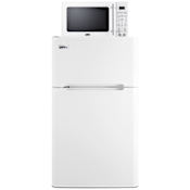 Summit 19 Inch Wide 3.2 Cu. Ft. Left Hinge Compact Refrigerator with Microwave and Pre Installed Charging Ports White