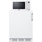 Summit 24 Inch Wide 5.04 Cu. Ft. Left Hinge Compact Refrigerator with Microwave and Pre Installed Charging Ports White