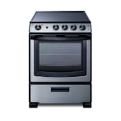 Summit 24 Inch Wide 2.9 Cu. Ft. Free Standing Electric Range with Storage Drawer Stainless Steel / Black