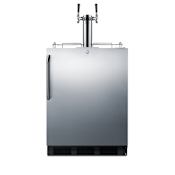 Summit 24 Inch Wide 5.5 Cu. Ft. Built-In Outdoor Beer Double Tap Kegerator with Tap Kit Stainless Steel