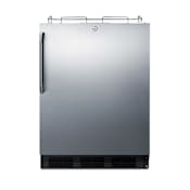Summit 24 Inch Wide 5.5 Cu. Ft. Built-In Beer Kegerator Refrigerator Only with Automatic Defrost and Interior CO2 Holder Stainless Steel