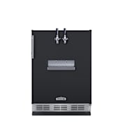 Summit 24 Inch Wide 5.3 Cu. Ft. Built-In Double Tap Kegerator with Dial Controls and 2 Taps Black