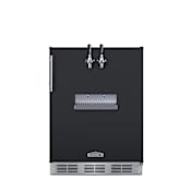 Summit 24 Inch Wide 5.3 Cu. Ft. Built-In Double Tap Kegerator with 2 Taps and Automatic Defrost Black
